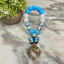 Load image into Gallery viewer, Silicone Bracelet Keychain - Blue Butterfly
