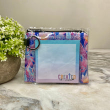 Load image into Gallery viewer, Mini Pouch &amp; Sticky Note Bundled Set - Floral Purple Blue Watercolor Religious
