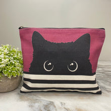Load image into Gallery viewer, Canvas Pouch - Black Cat Peekaboo Dark Pink
