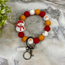 Load image into Gallery viewer, Silicone Bracelet Keychain - Christmas Winter - Red Orange Snowman
