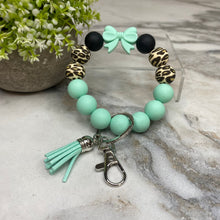 Load image into Gallery viewer, Silicone Bracelet Keychain - Mint Bow
