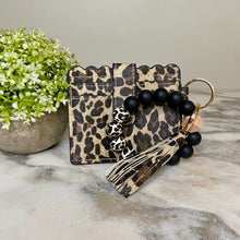 Load image into Gallery viewer, Silicone Bracelet Keychain with Scalloped Card Holder - Canvas Animal Print

