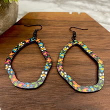 Load image into Gallery viewer, Wooden Teardrop Cutout Earrings - Black Floral
