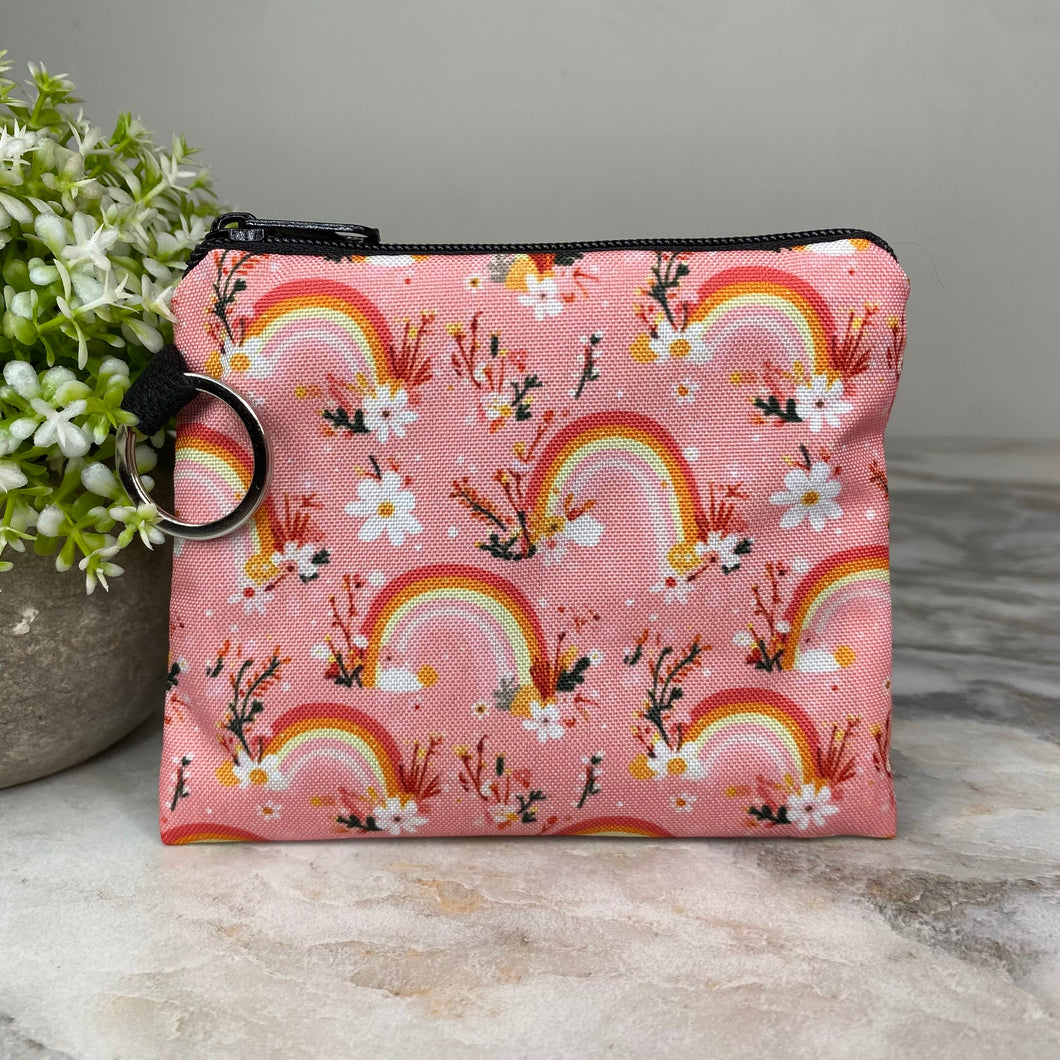 Mini Pouch - Rainbow Floral Yellow Orange Pink