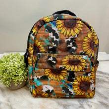 Load image into Gallery viewer, Mini Backpack - Sunflower Cow Wood
