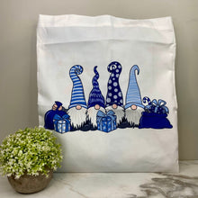 Load image into Gallery viewer, Tote Bag - Christmas/Hanukkah - #48 - Blue Gift Gnomes
