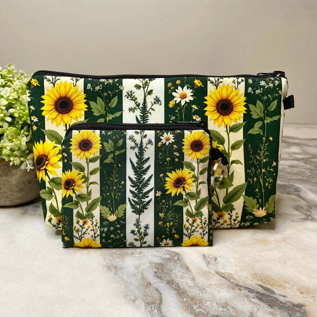 Pouch & Mini Pouch Bundled Set - Sunflower Green Stripe