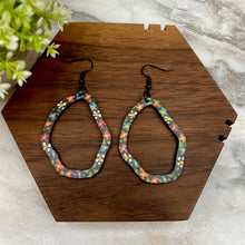 Load image into Gallery viewer, Wooden Teardrop Cutout Earrings - Black Floral
