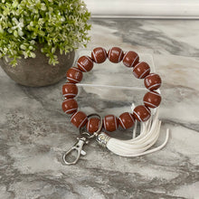 Load image into Gallery viewer, Wooden Bead Bracelet Keychain - Football
