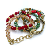 Load image into Gallery viewer, Bracelet Pack - Red Green Chain Chevron
