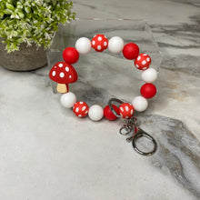 Load image into Gallery viewer, Silicone Bracelet Keychain - Mushroom Red
