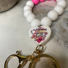 Load image into Gallery viewer, Silicone Bracelet Keychain - Nurse - Hot Pink

