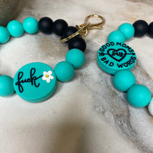 Load image into Gallery viewer, Silicone Bracelet Keychain - Mom Adult Fuck - Teal
