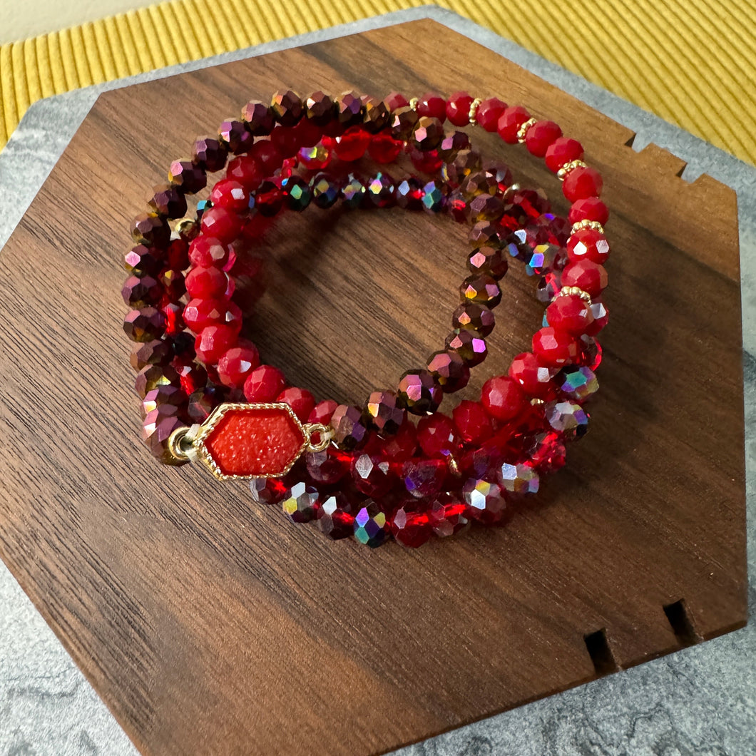 Bracelet Pack - Druzy Bead - Deep Red