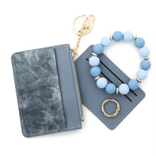Load image into Gallery viewer, Denim Suede Bracelet Keychain &amp; Card Holder - PREORDER
