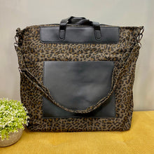 Load image into Gallery viewer, Tote Briefcase Bag - Black &amp; Animal Print
