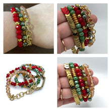Load image into Gallery viewer, Bracelet Pack - Red Green Chain Chevron
