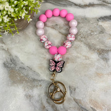 Load image into Gallery viewer, Silicone Bracelet Keychain - Pink Butterfly
