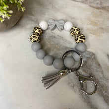 Load image into Gallery viewer, Silicone Bracelet Keychain - Grey Bow
