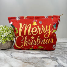 Load image into Gallery viewer, Corduroy Zip Pouch - Christmas Merry Holly
