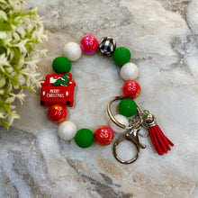 Load image into Gallery viewer, Silicone Bracelet Keychain with Tassel - Christmas - Truck
