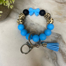 Load image into Gallery viewer, Silicone Bracelet Keychain - Blue Bow
