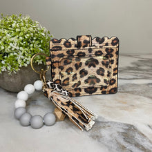 Load image into Gallery viewer, Silicone Bracelet Keychain Card Holder - Faux Leather Animal Print
