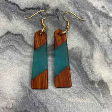 Load image into Gallery viewer, Dangle Earring - Wood &amp; Sea Glass
