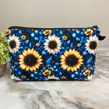 Load image into Gallery viewer, Pouch - Floral, Blue Yellow White Sunflower
