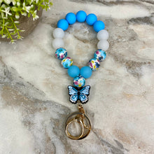 Load image into Gallery viewer, Silicone Bracelet Keychain - Blue Butterfly

