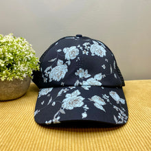 Load image into Gallery viewer, Hat - Criss Cross Ponytail - Black with Grey Roses
