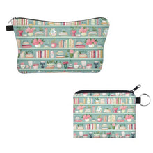 Load image into Gallery viewer, Pouch &amp; Mini Pouch Bundled Set - Mint Floral Bookcase
