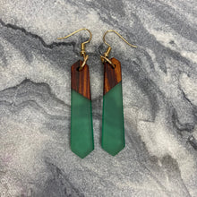 Load image into Gallery viewer, Dangle Earring - Wood &amp; Sea Glass
