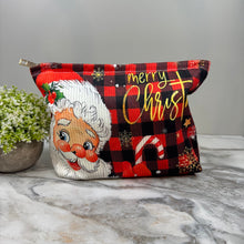 Load image into Gallery viewer, Corduroy Zip Pouch - Christmas Santa Plaid

