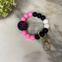 Load image into Gallery viewer, Silicone Bracelet Keychain - Faith Over Fear - Hot Pink
