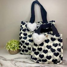Load image into Gallery viewer, Heart Tote Bag - Black + Grey
