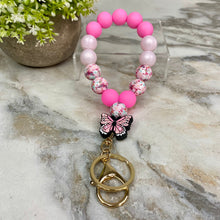 Load image into Gallery viewer, Silicone Bracelet Keychain - Pink Butterfly
