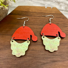 Load image into Gallery viewer, Wooden Dangle Earrings - Christmas - Santa Hat &amp; Beard
