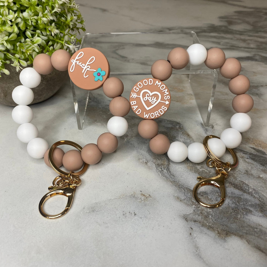Silicone Bracelet Keychain - Mom Adult Fuck - Beige