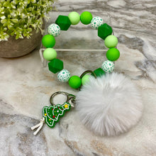 Load image into Gallery viewer, Silicone Bracelet Keychain &amp; Pom Pom - Christmas Tree - Green
