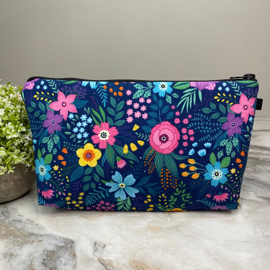 Pouch - Floral on Dark Blue