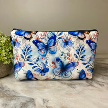 Load image into Gallery viewer, Pouch - Butterfly Blue Leaves
