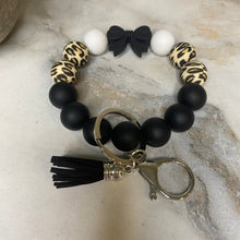 Load image into Gallery viewer, Silicone Bracelet Keychain - Black Bow
