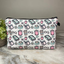 Load image into Gallery viewer, Pouch - Books Coffee Tea Daisy
