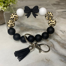 Load image into Gallery viewer, Silicone Bracelet Keychain - Black Bow
