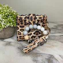 Load image into Gallery viewer, Silicone Bracelet Keychain Card Holder - Faux Leather Animal Print
