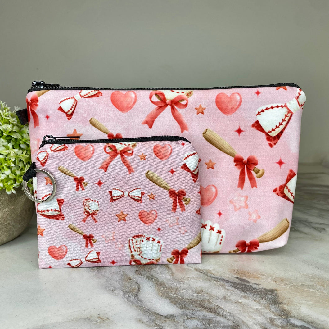 Pouch & Mini Pouch Bundled Set - Baseball Bows