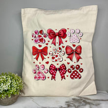 Load image into Gallery viewer, Tote Bag - Valentine’s Day - Paws &amp; Bows
