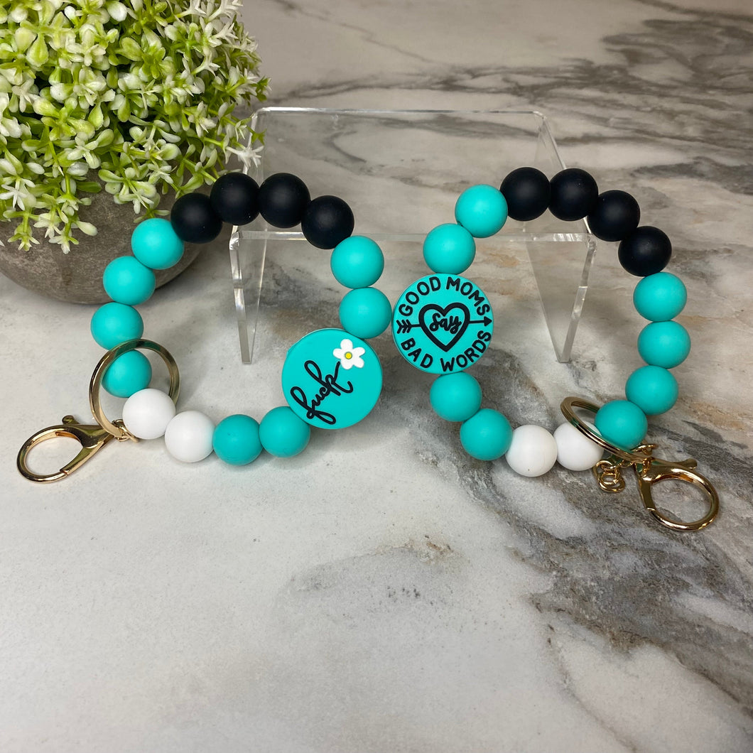 Silicone Bracelet Keychain - Mom Adult Fuck - Teal