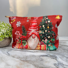 Load image into Gallery viewer, Corduroy Zip Pouch - Christmas Gnome Tree
